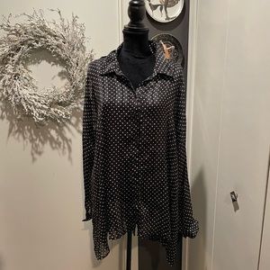 Oversized chiffon polka dot blouse